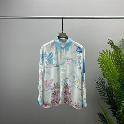 China New Autumn And Winter 3D Style Print T-shirt Lapel Shirt Liner Digital Open Shirt Chinese Style Silk Satin Anti-pilling Breathable for sale