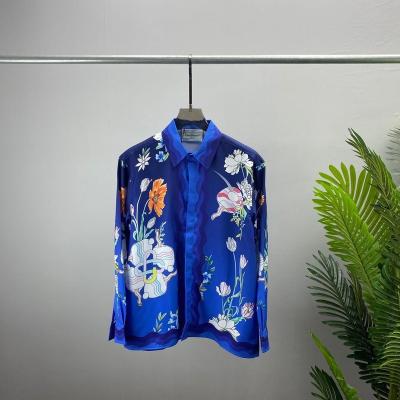 China New Style 3D Autumn And Winter Digital Printing T-shirt Lapel Shirt Anti-pilling Open Lining Fitted Printing Satin Fabric Chinese Style Animal Shirt for sale