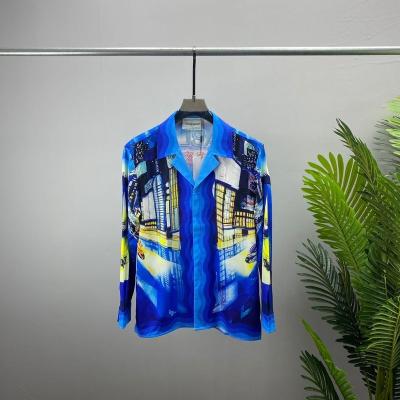 China New style 3D autumn and winter printing T-shirt lapel shirt Chinese style coating long sleeve digital open shirt British style anti-pilling for sale