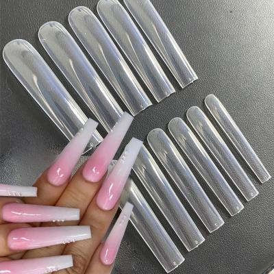 China Design Nail Factory 500pcs Clear Natural ABS Fake Nail Tips Square French for sale