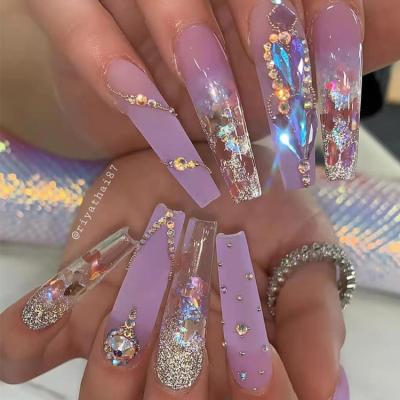 China Easy Wear Designer Press On Nails Private Label Press On Nails Long Ballerina Nails for sale