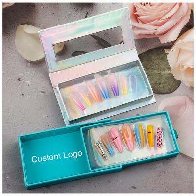 China 2021 New Style Easy Wear Coffin Long Press On Nails Luxury Private Label Artificial Nails Acrylic Hand Made for sale