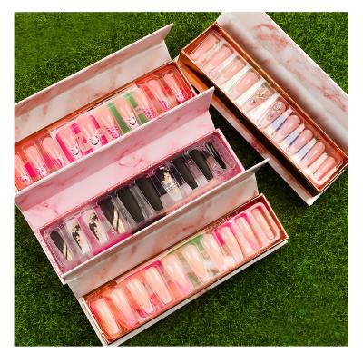 China OEM Use Coffin Nails Private Label French Fake Box Easy Packing Acrylic Long Press On Nails Private Label In Box for sale