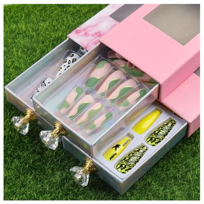 China New Arrival Easy Use 5 In 1 Press On Nails Each Design Fits All Vegan Nails 24 Pcs Per Design Press On Nails With Package for sale