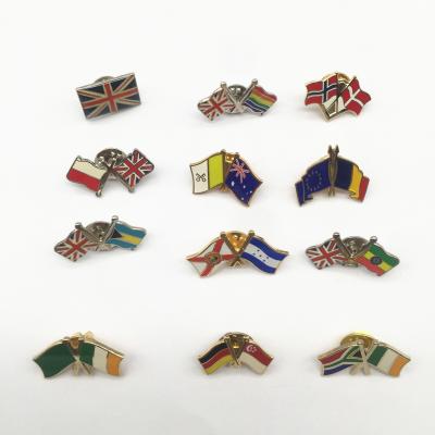 China China Customized Cartoon Stamping Flag Metal Country Hard Enamel Double Lapel Pin for sale