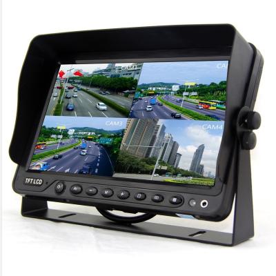 China 7 Inch/9 Inch/10.1 Inch Quad Car Shock Resistant Monitor With 4 Channel Video Recording for sale