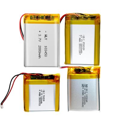 China Toys Wiliyoung103450 103040 654060 704040 lipo battery 2000mah 1200mAh lithium polymer Li-polymer 3.7V battery customized for sale