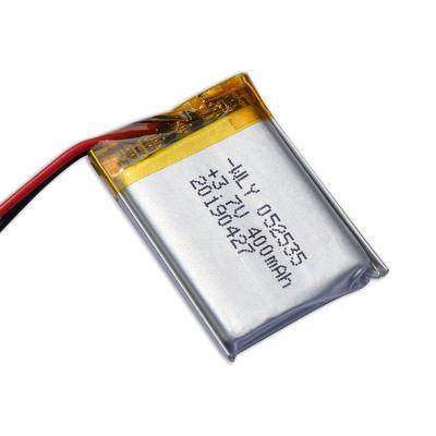 China toys factory price 3.7v lithium polymer rechargeable battery WLY 052535 hot sale 400mah lithium ion battery for sale