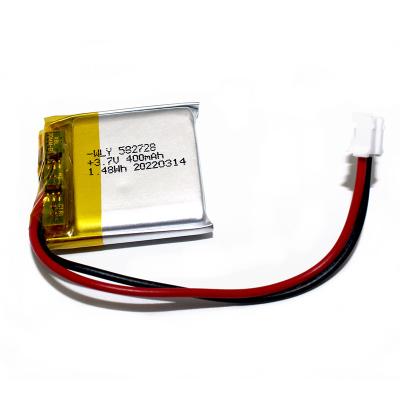 China Hot Selling Customized Toys Lithium Ion Batteries WLY 582728 3.7V 400mah Li-polymer Battery for sale