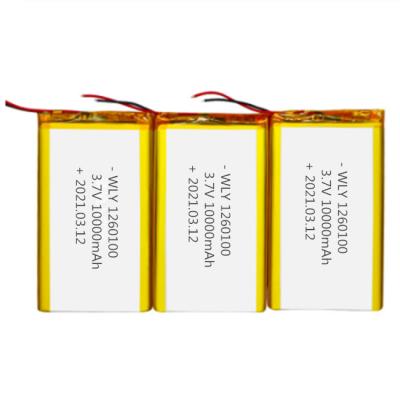 China Toys Low Price Polymer Battery 1260100 Li-ion 3.7v Battery 10000mAh High Power With Long Life Cycle for sale