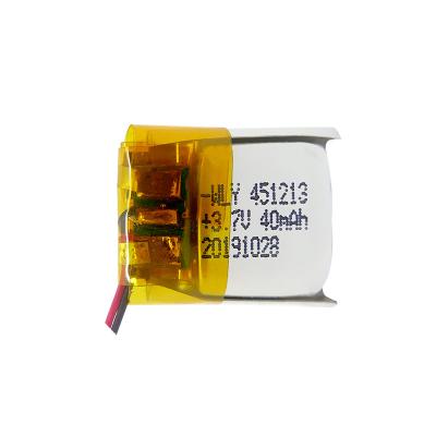 China Toys small 451213 3.7V 40mAh 0.148Wh rechargeable lithium polymer battery 3.7v lipo battery for sale