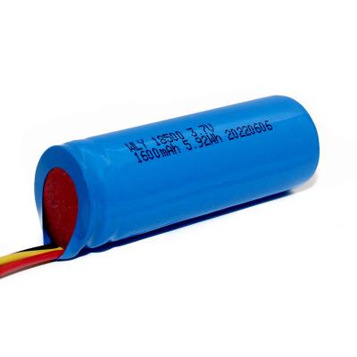 China Cylindrical Toys Lithium Battery 18500 1600mah 3.7v 1c 3 Wire Discharge Rate Lithium Ion Battery With for sale