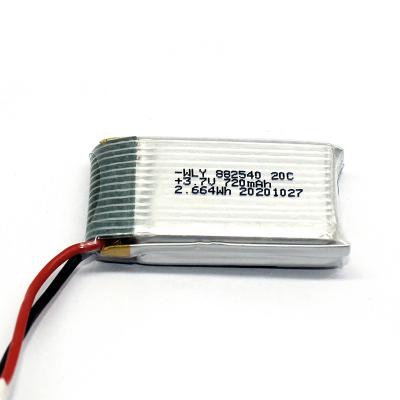 China Rechargeable toys 20C 882540 720mah 3.7V high rate discharge current lithium polymer battery for RC Drone for sale