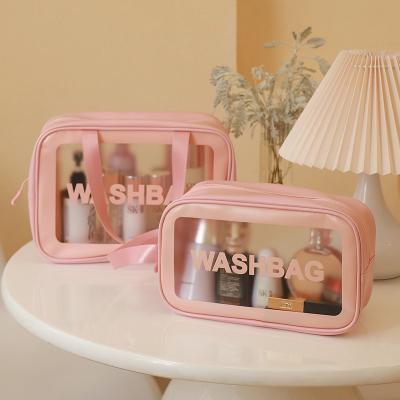 China Fashion Makeup Cosmetic Bag PVC Toiletry Bag Clear Transparent Waterproof Clear Washing Running Cosmetic Bag for sale