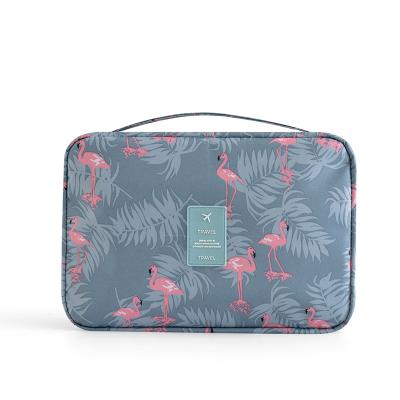 China Fashion Travel Toiletry Bag Kit With Hook Popular Flamingo Printed Toiletry Bag Travel Toiletry Hanging Cosmetic Bag for sale