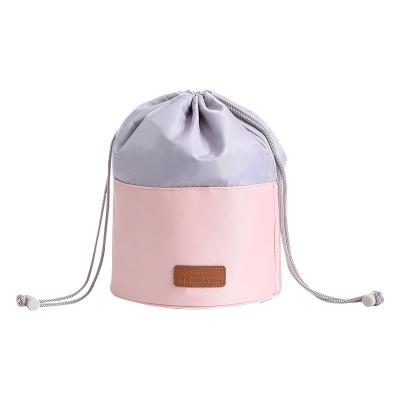 China Fashion Cylinder Waterproof Drawstring Make Up Bag Multifunctional Barrel Shaped Travel Cosmetic Filter End Caps for sale