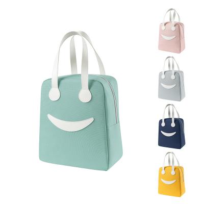 China Fashion Wholesale Smiley Face Thick Aluminum Foil Lunch Bag Ice Bag Cool-Keeping Insulated Portable Small Girls Travel Bags for sale