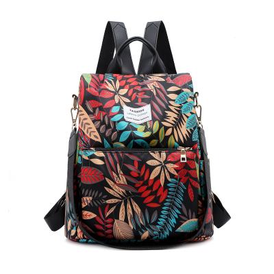 China New Version Floral Print Korean Student Waterproof Large Capacity Schoolbag Fashion Casual Waterproof Ladies Backpack for sale