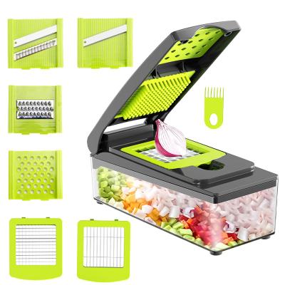 China 1.5L Viable Capacity 6 Blades Multi Function Kitchen Onion Slicer Grater Multi Quality Fruit Vegetable Food Cleaver Slicer for sale