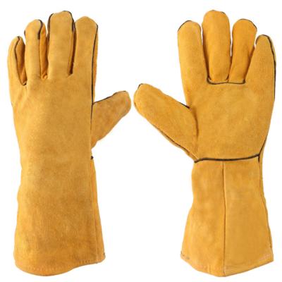 China Pulling Wear-Resistance Thickened Gloves Leather Industrial Welding Working Safety Protective Gloves for sale