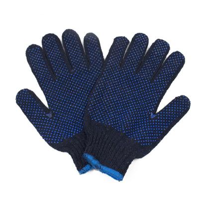 China Anti-Slip Blue Gauge Cotton +PVC Double Side Dotted Gloves for sale