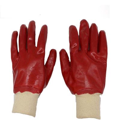 China High Quality Working Anti-impact PVC Oil Resistant Chemical Full PVC Coated Palm Dipped Knit Wrist Resistant Work Safety Gloves for sale