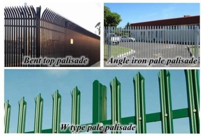 China Hot dipped galvanised W D pale post and rail steel metal palisade fences for sale