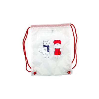 China Factory Direct Wholesale Recyclable Shopping Bag Polyester Foldable Reusable Drawstring Bag for sale