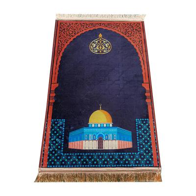 China Washable Customized Designs Printed Rectangle Embossed Luxury Muslim Mosque Prayer Cover for sale