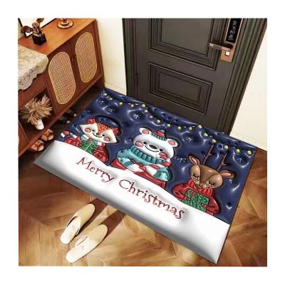 China Washable Polyester 3d Rubber Christmas Back Entrance Eco-friendly Non-slip Door Mat for sale