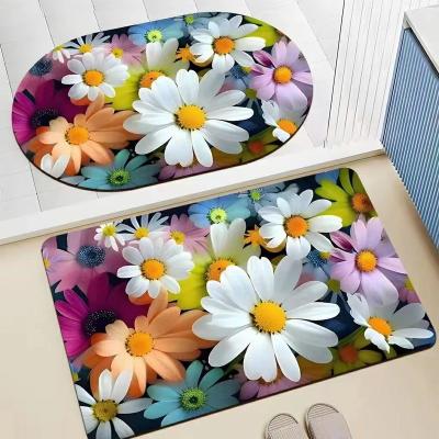 China Washable Heat Transfer Printed Polyester Rubber Easy To Clean Non Slip Bathroom Mat Floor for sale