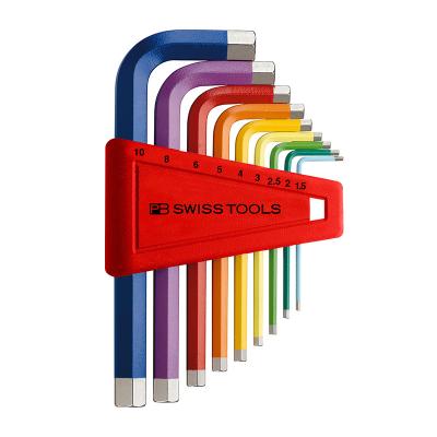 China Alloy Based Home Tool L Type Hex Hex Colored Allen Key Wrench Swiss Tools 9 PCs Repair Hexagon Spring Steel PB for sale