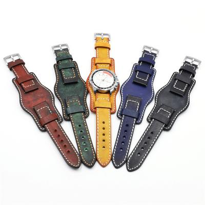 China The Genuine Leather Watch Band Wrist Strap Crazy Horse Universal Leather Watch Band 20mm 22mm 24mm Luxury Strap for sale