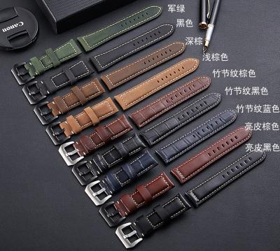 China Hot Selling Real Leather Band Watch Strap Outdoor Sport Men Style Crazy Horse Genuine Leather Watch Band Strap Smart Replacement for sale