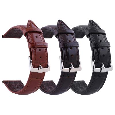 China 18mm 20mm 22mm Genuine Leather Smart Watch Band 24mm Unisex Universal Alligator Pattern Strap Watch Band for sale