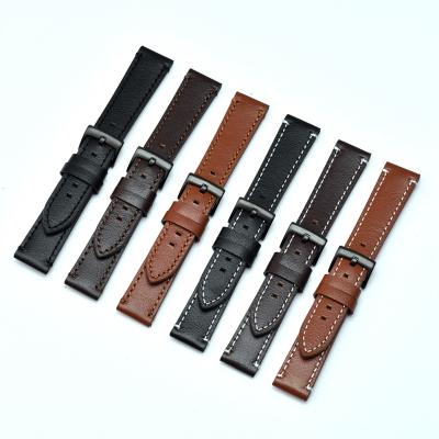 China 18mm 20mm 22mm 24mm Leather Strap Watch Band Strap Unisex Vintage Spring Bar For Samsung Smart Watch for sale