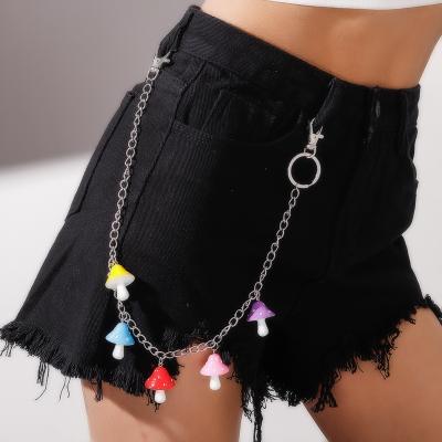 China 2021 New Latest Acrylic Stainless Steel Body Jewelry Women Girls Pants Environmental Friendly Funny Colorful Lattice Waist Chain for sale