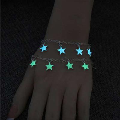 China FASHION GLOW in Dark Luminous Blue Girl Anklet Bracelet Star Charm Tassel Light Body Jewelry for sale