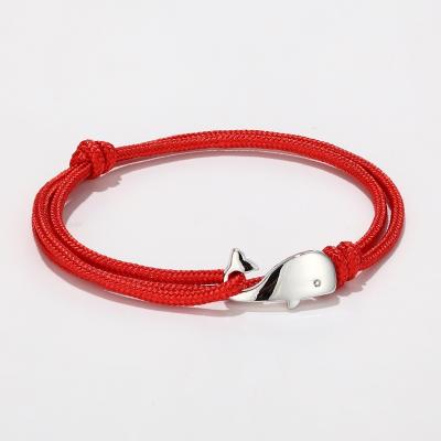 China New Cute Korean Adjustable Ocean Stainless Steel Whale Anchor Handmade Paracord Bracelet Wrap Hooks Jewelry for sale