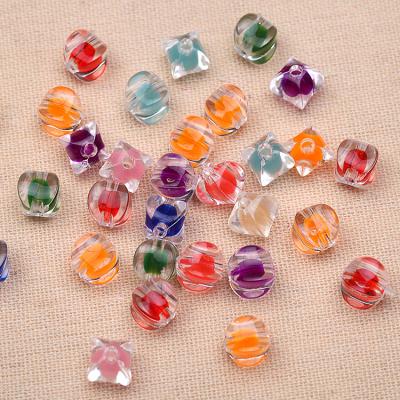 China Wholesale Trendy Jewelry 10mm Square Clear Plastic Colorful Cube Acrylic Loose Beads In Corner For DIY Curtain Jewelry Making for sale