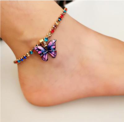 China 2020 Newest Hot Selling Colorful Rhinestone Crystal Women Butterfly Anklets BOHEMIA Anklet for sale