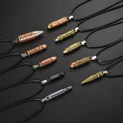 China Whosale Environmental Friendly Hot Sale Street Hip Hop Necklace Pulled Bullet Enthusiasts Mens Military Pendant Necklace for sale