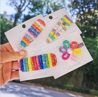 China Stars Fashionable Wholesale Plastic Colorful Cute Girl Glitter Hair Accessories Insti Snap Hair Clips for sale