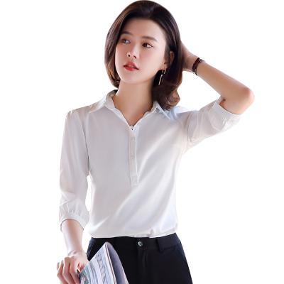 China Wholesale Dropship China Factory Direct Sale Anti-Wrinkle Solid Purple Shirts For Half Lady Female Tops Women Sleeve Blouse Office Shirt for sale