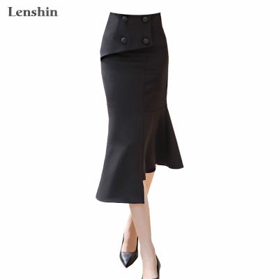 China Ladies Long Breathable Irregular Black Irregular Lenshin Trumpet Mermaid Casual Skirt For Elegant Women Office Wear for sale