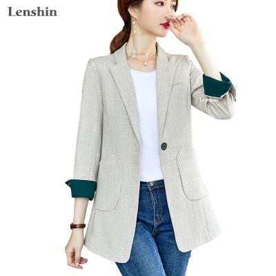 China Anti-wrinkle soft and comfortable Lenshin coat with two big pockets for women contrast sleeves fashion for outwear casual jacket to keep blazer slim for sale