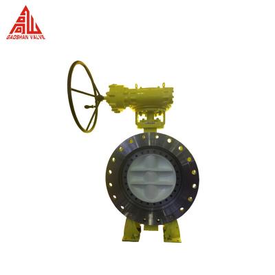 China Worm Gear Box Renewable Seat Ring Carbon Steel Three Eccentric Butterfly Valve DN500 for sale