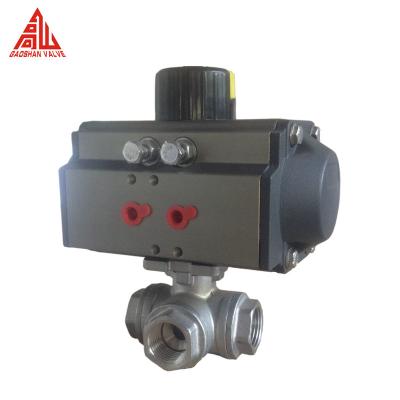 China Pneumatic Actuator DN20 Screw 3Way Ball Valve for sale