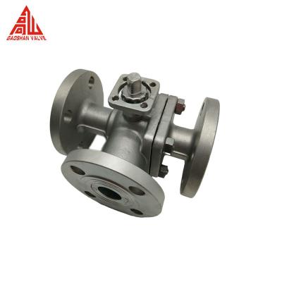 中国 3 Way 4 Way Flanged Motorized Ball Valve Normal Temperature Manual Power 販売のため