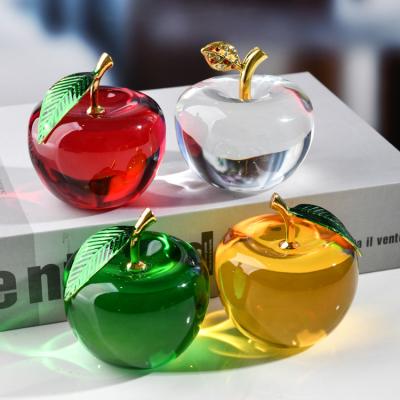 China Europe Amazon Hot Selling Multiple Sizes Factory Price 70mm Glass And Crystal Apple Ornaments for sale